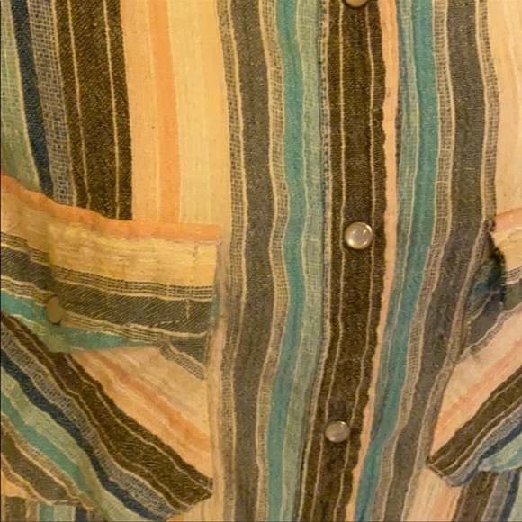 Free People Striped Pearly Snap Snaps Button Down western shirt - Picture 4 of 7